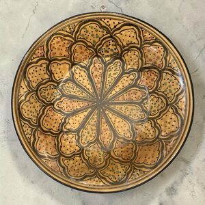 Le Souk Ceramique Hand Painted Mosaic Honey Serving Bowl Tunisia 9.5” Stoneware